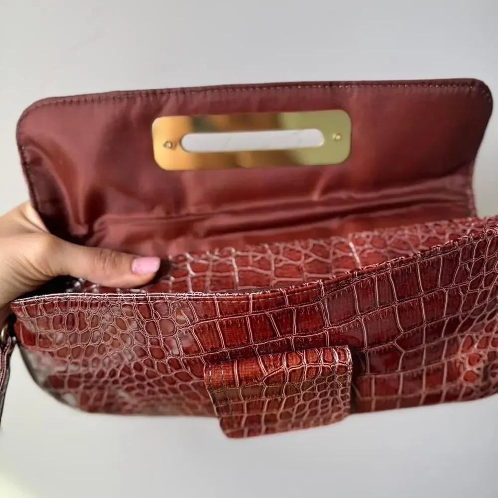 Giannini brown faux croc clutch